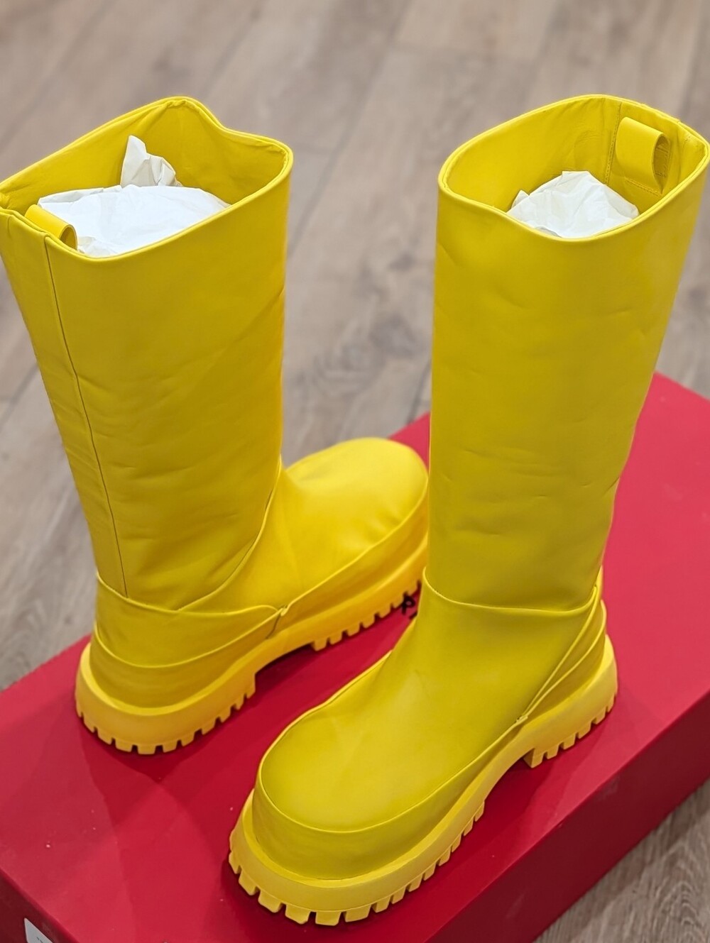 $1650 Mens Salvatore Ferragamo "Fazio" Leather Combat Boots Yellow US 9 E
